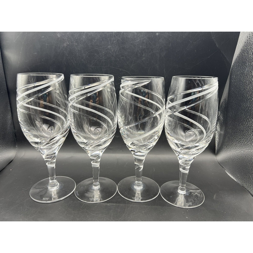 Miller Rogaska Crystal Odyssey Swirl Iced Tea Glasses 8.5" Tall Set For 4